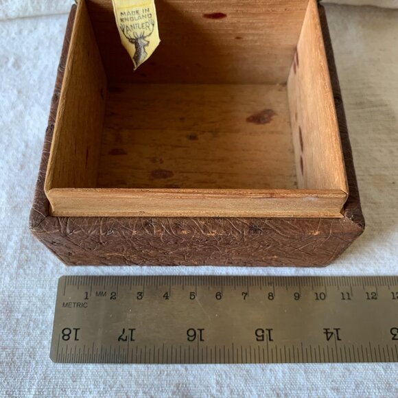 Décor | 🇬🇧 Vintage Antler Keepsake Box, Wood & Ostrich Leather, Made in England - Picture 6 of 12